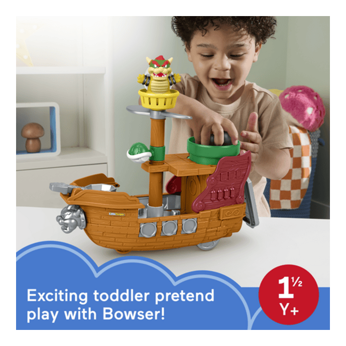 Fisher-Price Little People Bowser's Airship Mighty Playset With Figures And Accessories