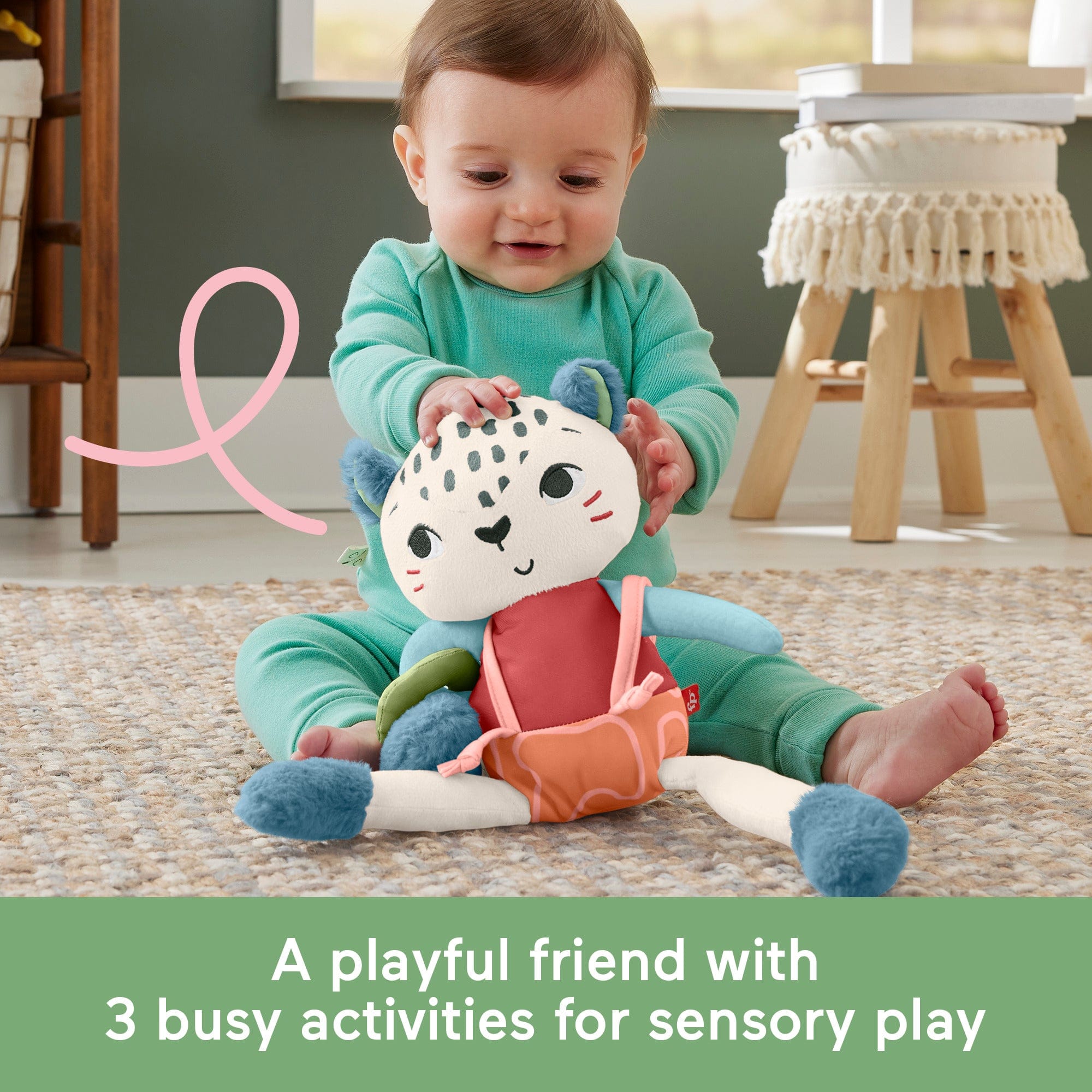Fisher Price Planet Friends Spotting Fun Snow Leopard Baby Sensory Toy 194735101535