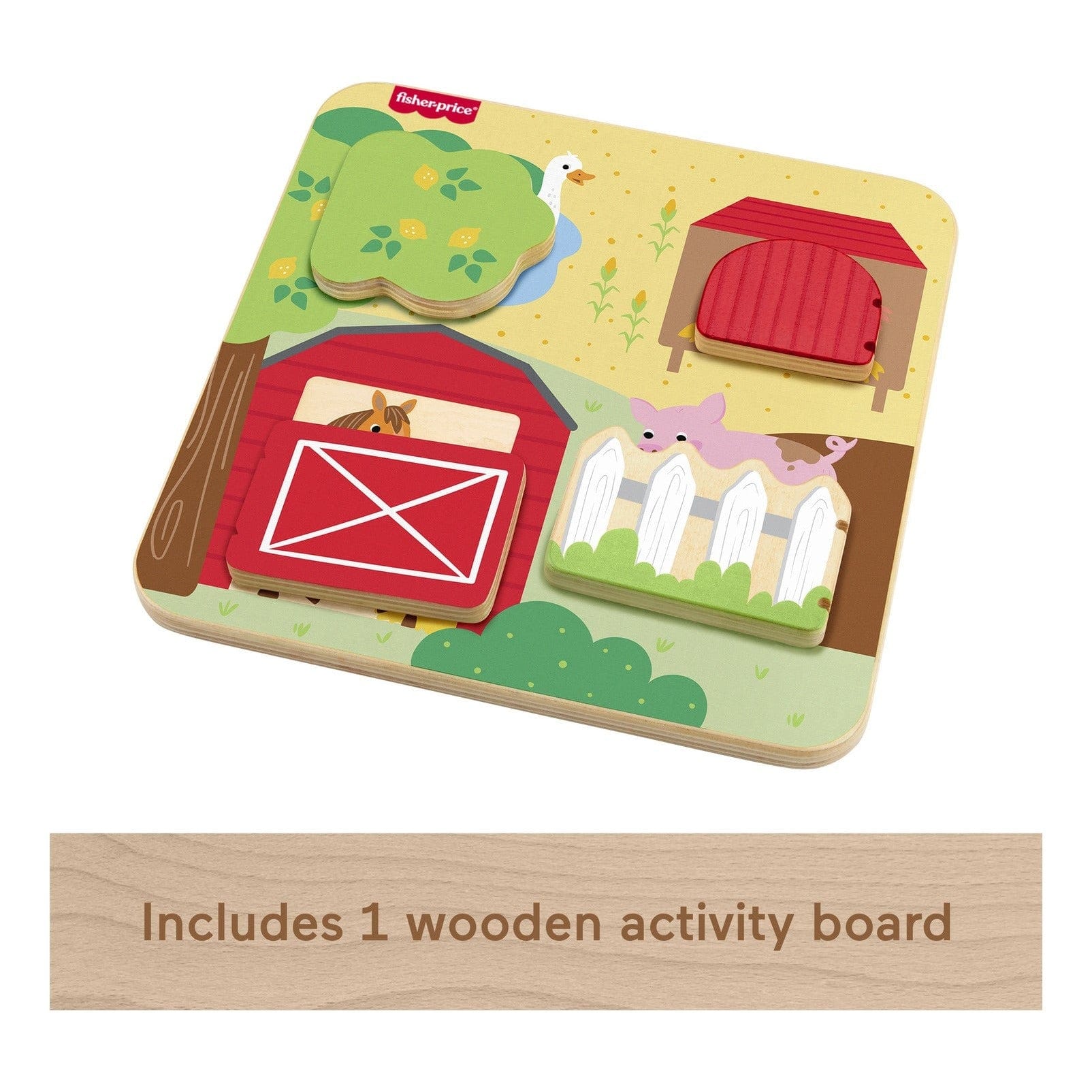 Fisher Price Wooden Farm Animal Board for Creative Play and Learning for Children Ages Two and Up