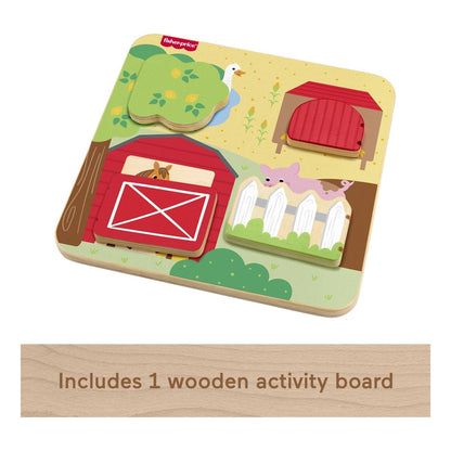 Fisher Price Wooden Farm Animal Board for Creative Play and Learning for Children Ages Two and Up