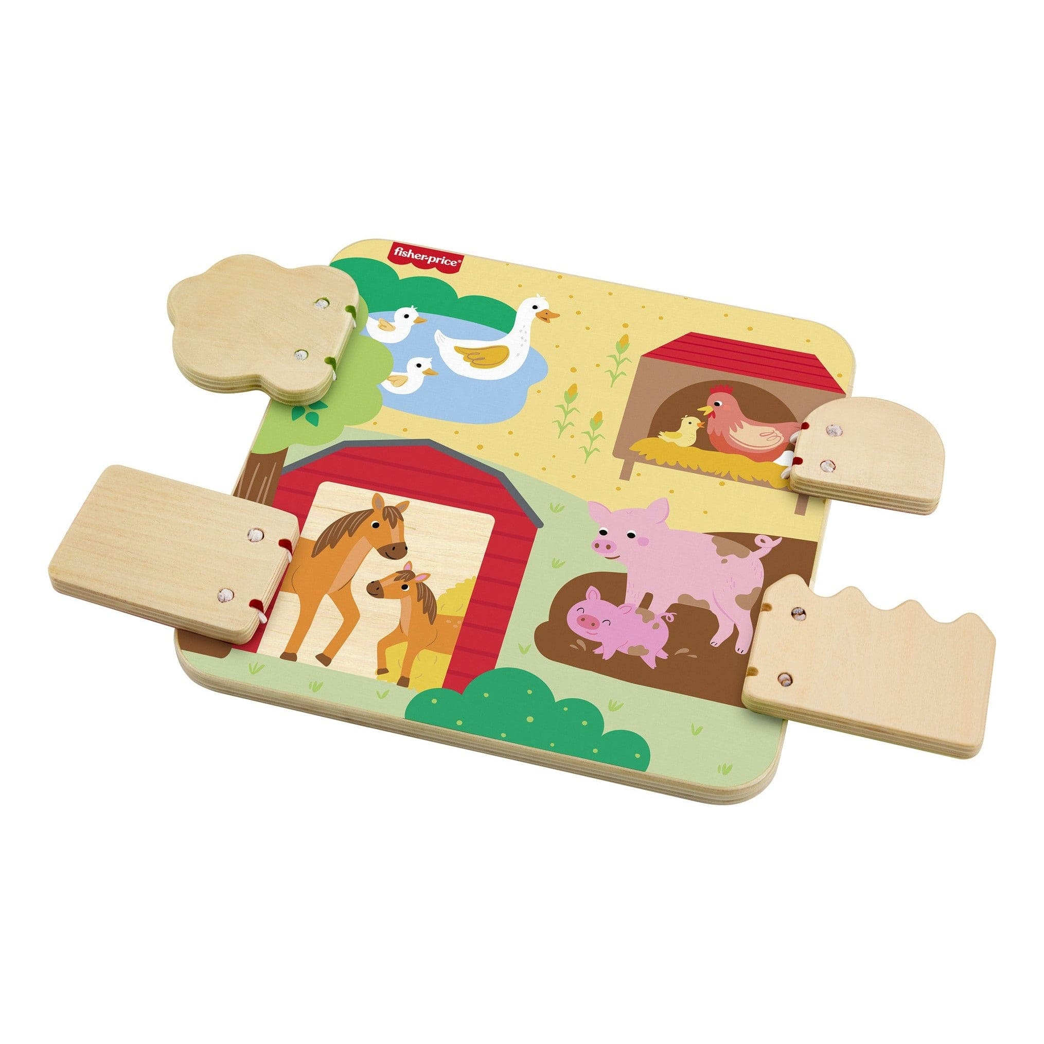 Fisher Price Wooden Farm Animal Board for Creative Play and Learning for Children Ages Two and Up