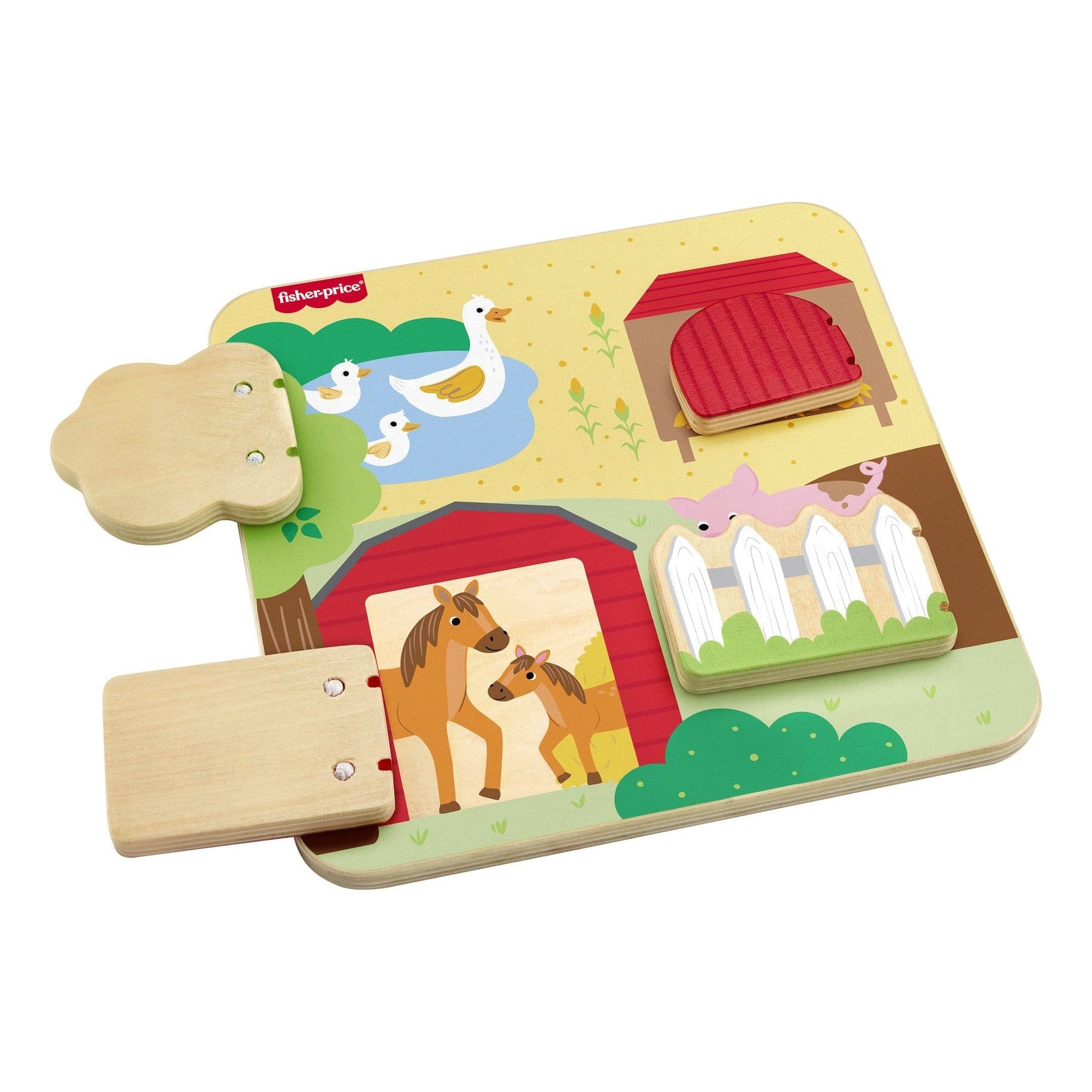 Fisher Price Wooden Farm Animal Board for Creative Play and Learning for Children Ages Two and Up
