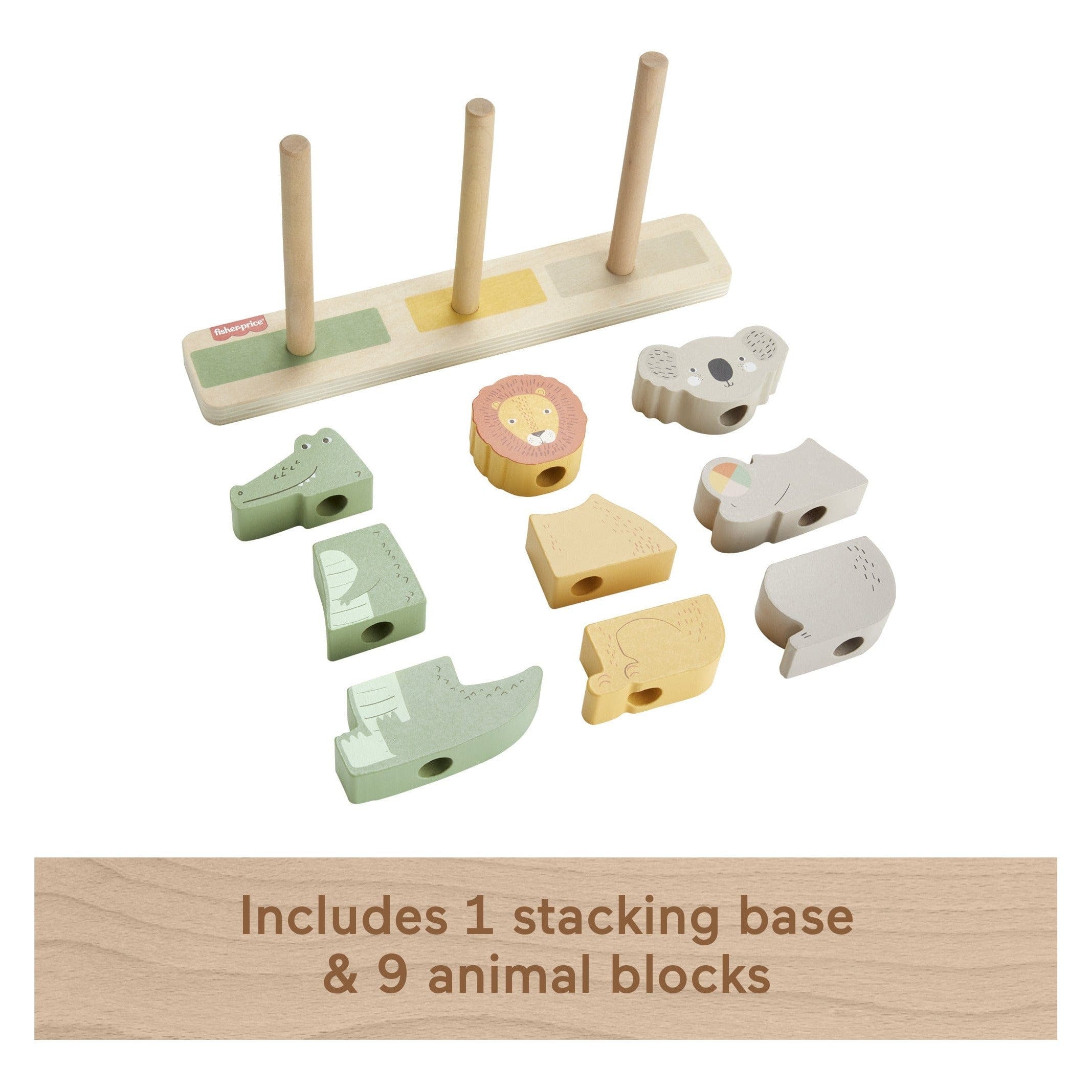 Fisher Price Wooden Stack and Sort Animals Toy for Early Childhood Development