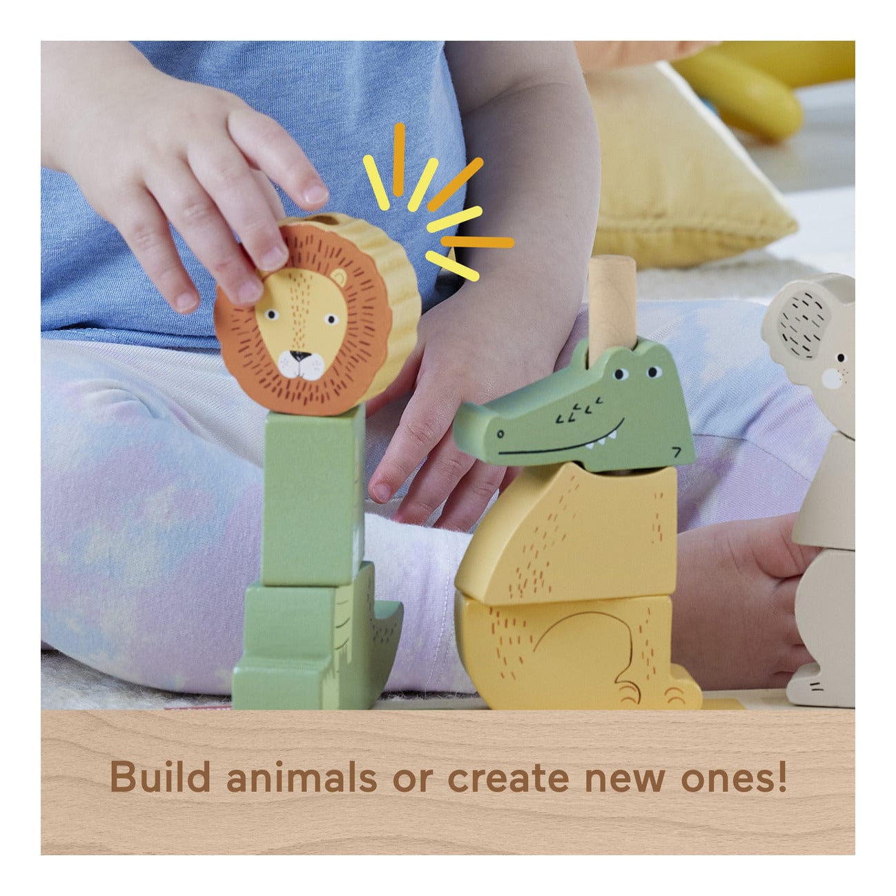 Fisher Price Wooden Stack and Sort Animals Toy for Early Childhood Development