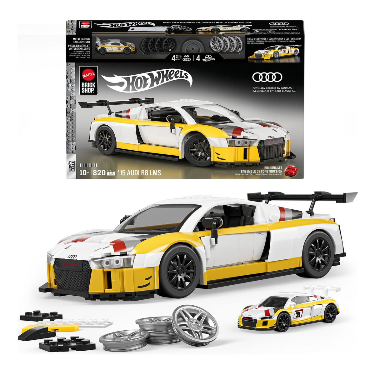 Hot Wheels Brick Shop Elite ’15 Audi R8 LMS Building Set 194735304813