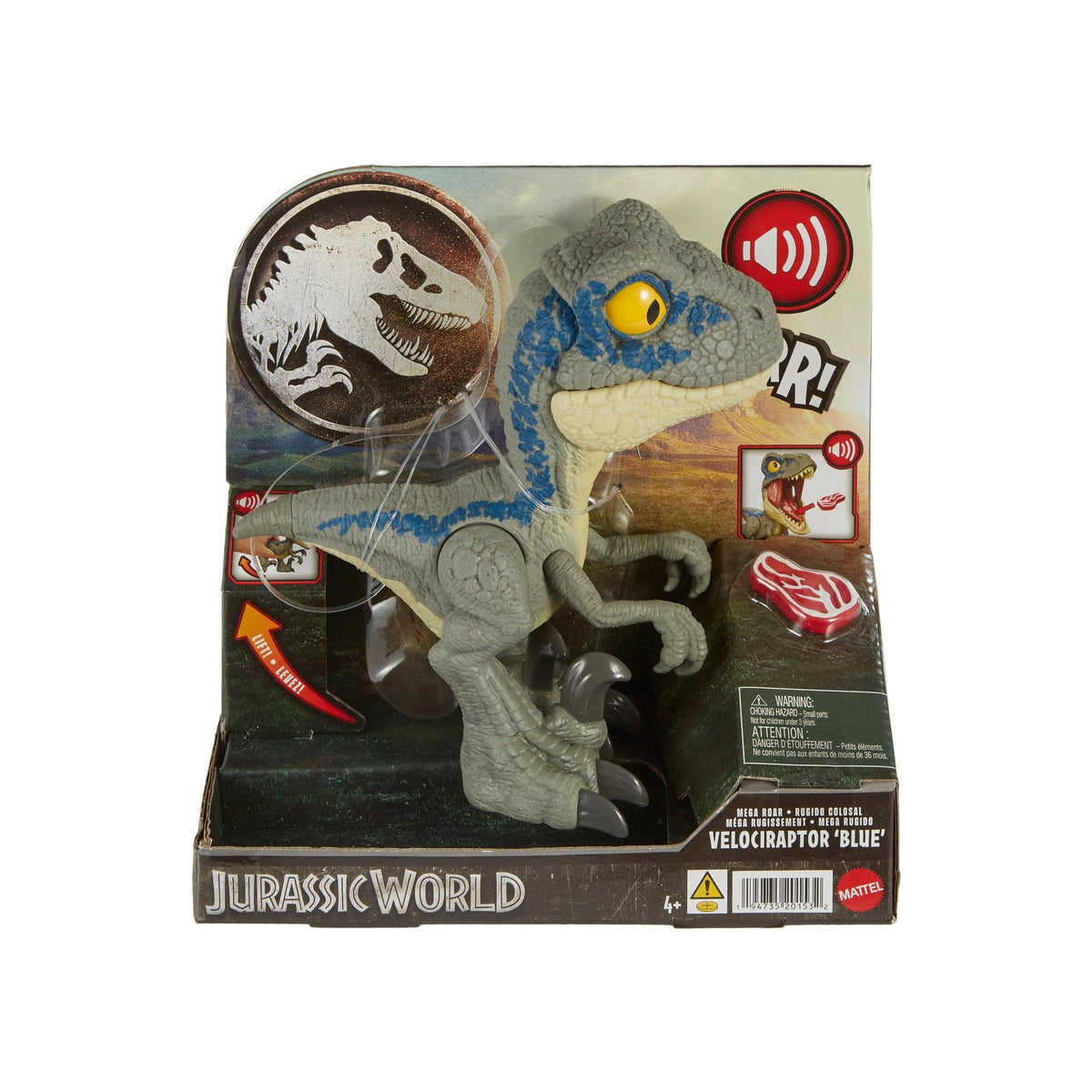 Jurassic World Mega Roar Velociraptor Blue Action Figure 194735201532
