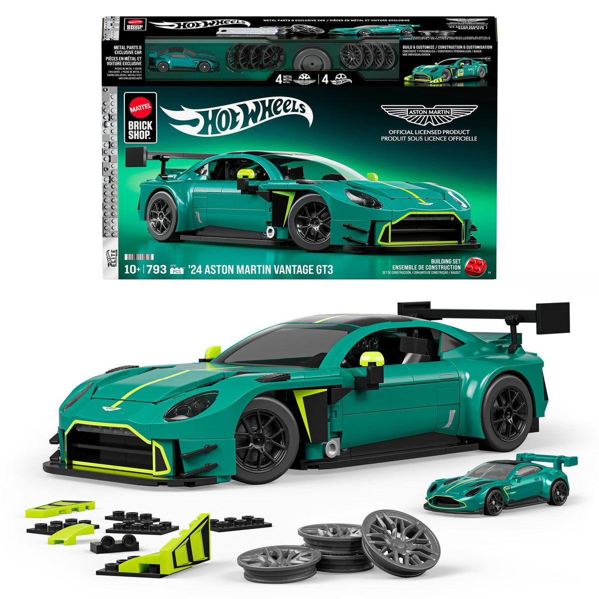 Mattel Brick Shop Hot Wheels ’24 Aston Martin Vantage GT3 Building Set