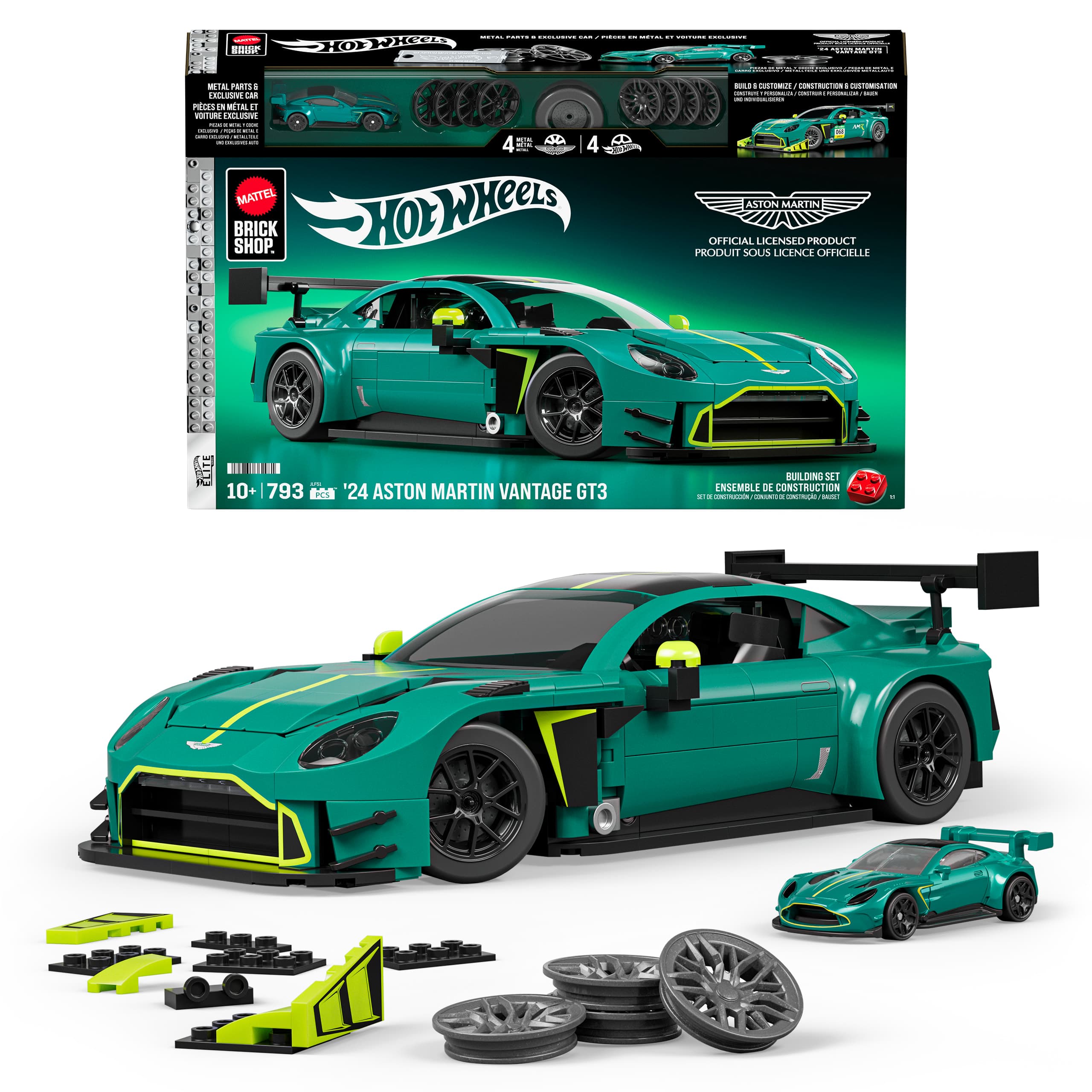 Mattel Brick Shop Hot Wheels ’24 Aston Martin Vantage GT3 Building Set
