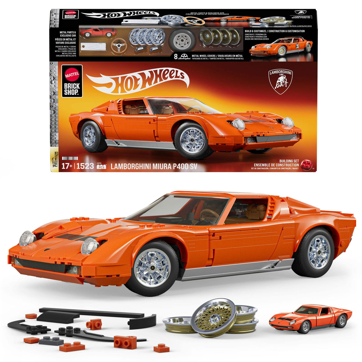 Mattel Brick Shop Hot Wheels Lamborghini Miura P400 SV Building Set