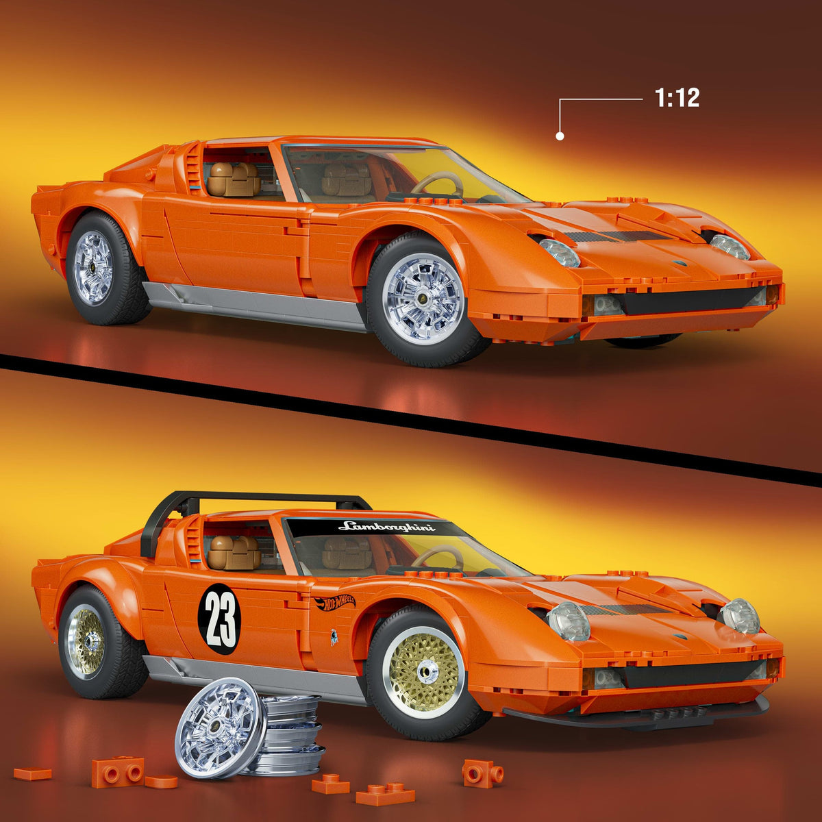 Mattel Brick Shop Hot Wheels Lamborghini Miura P400 SV Building Set