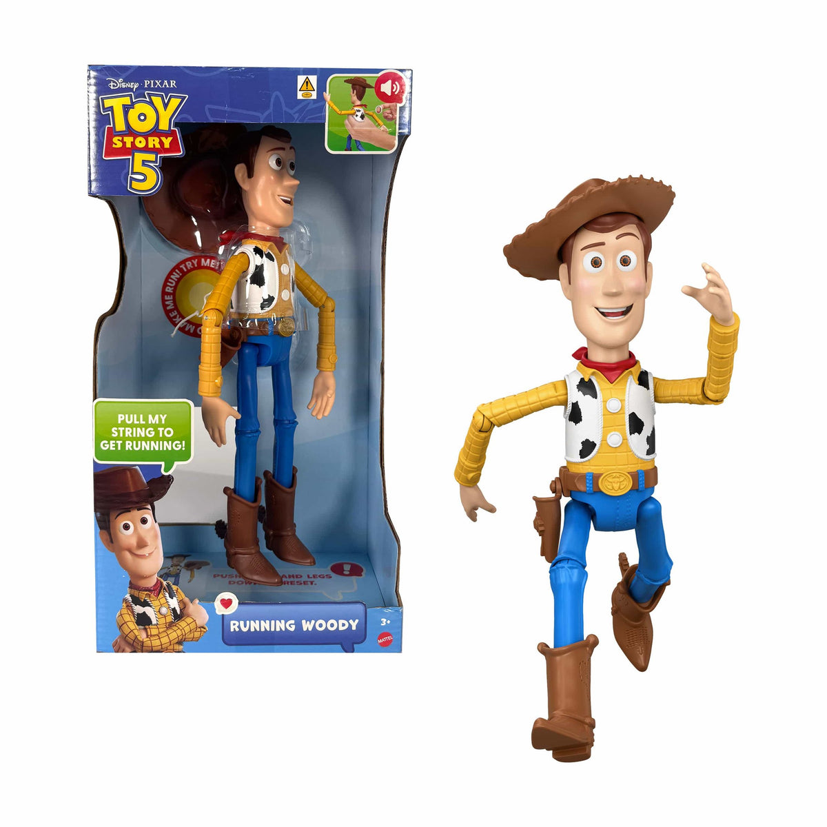 Mattel Disney Pixar Toy Story 5 Running Woody Feature Figure 12-Inch 194735352555