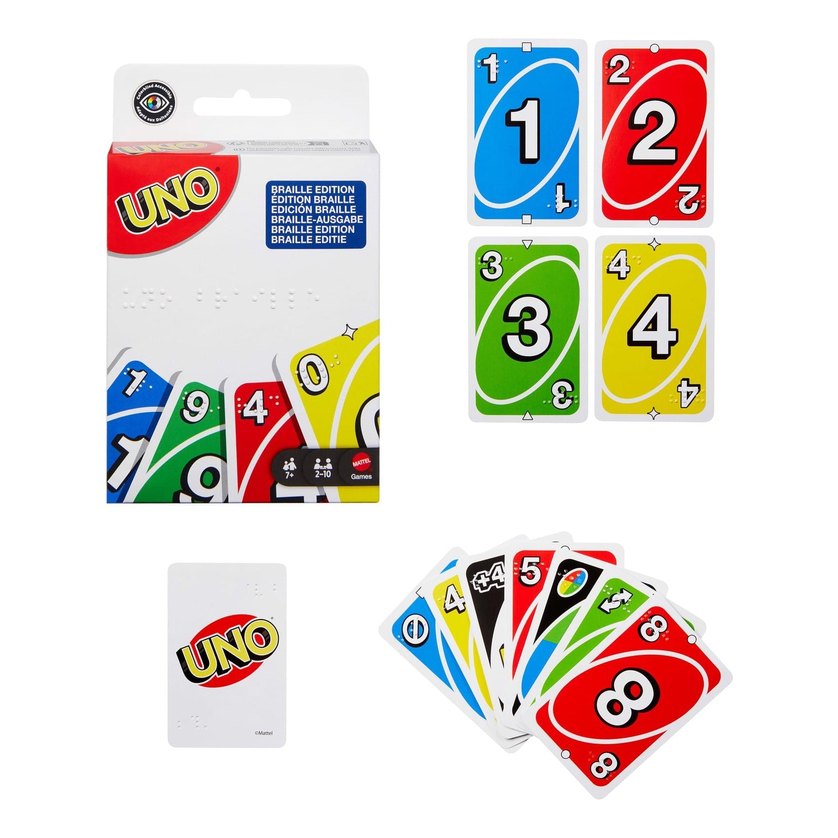 Mattel UNO Braille Edition Card Game For Blind And Visually Impaired Participants