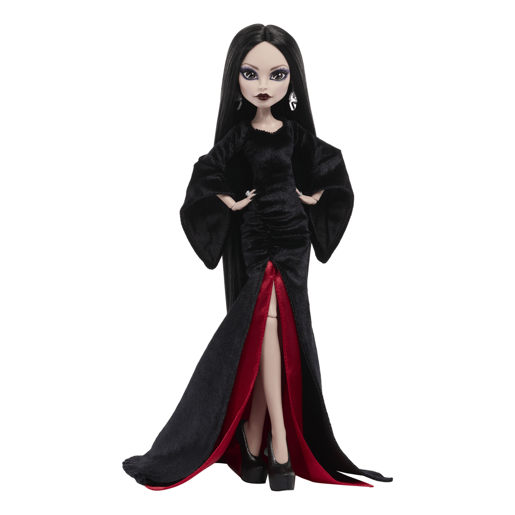 Monster High Partnership Morticia Addams Collectible Fashion Doll With Display Stand 194735366484