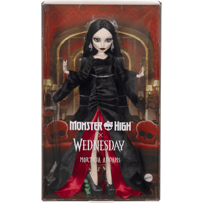 Monster High Partnership Morticia Addams Collectible Fashion Doll With Display Stand 194735366484