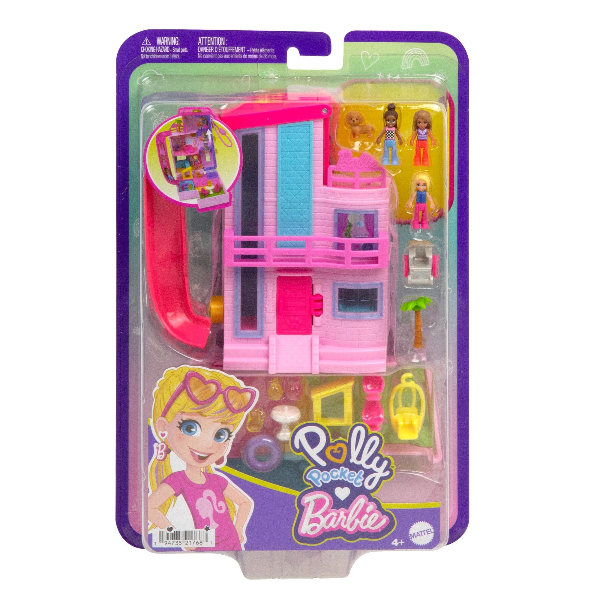 Polly Pocket Barbie Dreamhouse Compact Playset with Micro Dolls and Accessories 194735217687
