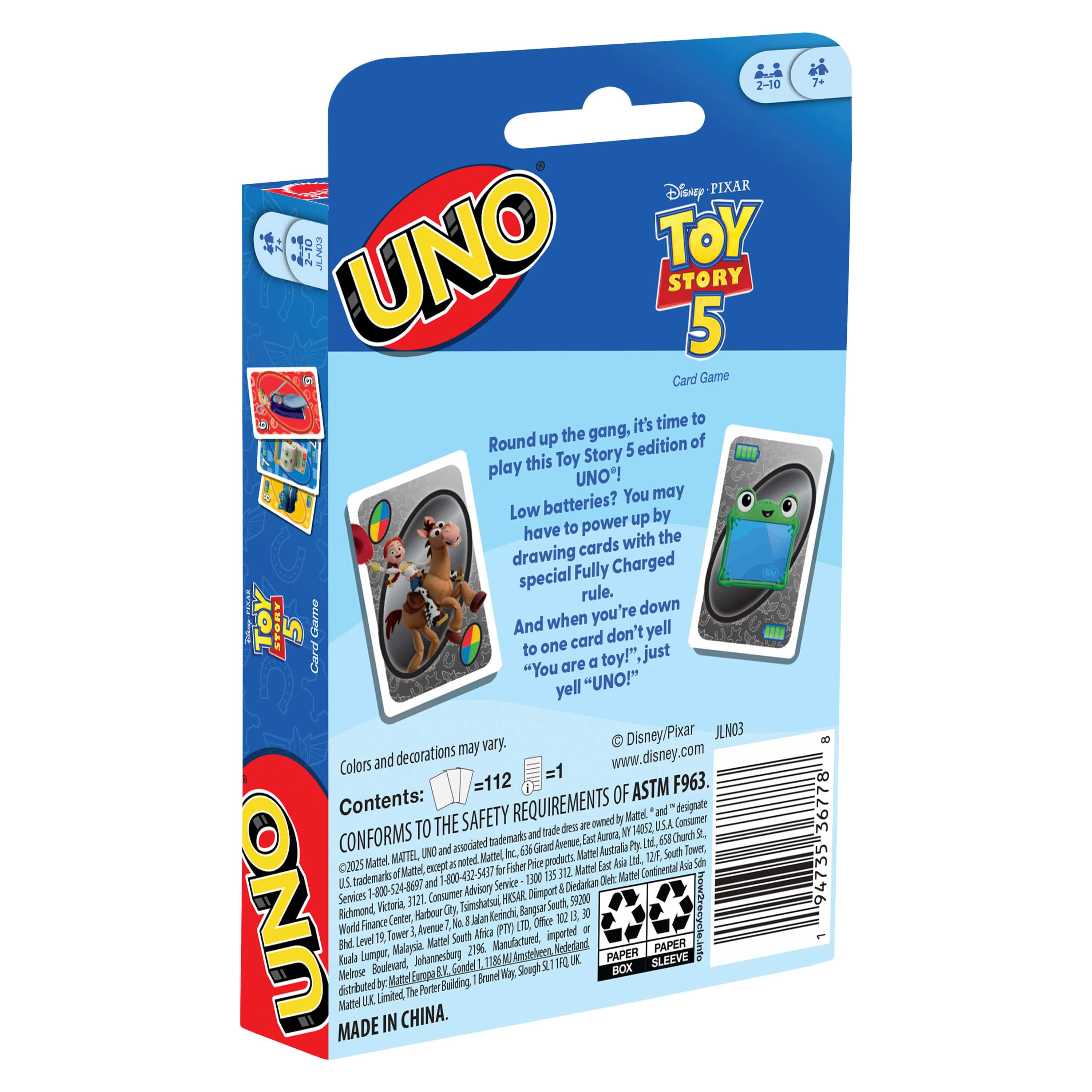 UNO Disney Pixar Toy Story 5 Card Game 194735367788