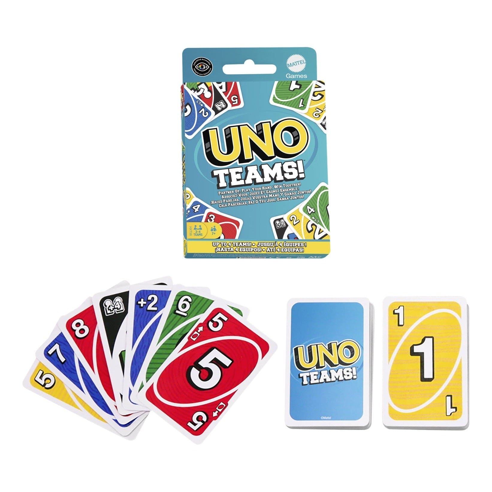 UNO Teams Card Game for Two Players with Special Rules and Team Strategy 194735238026