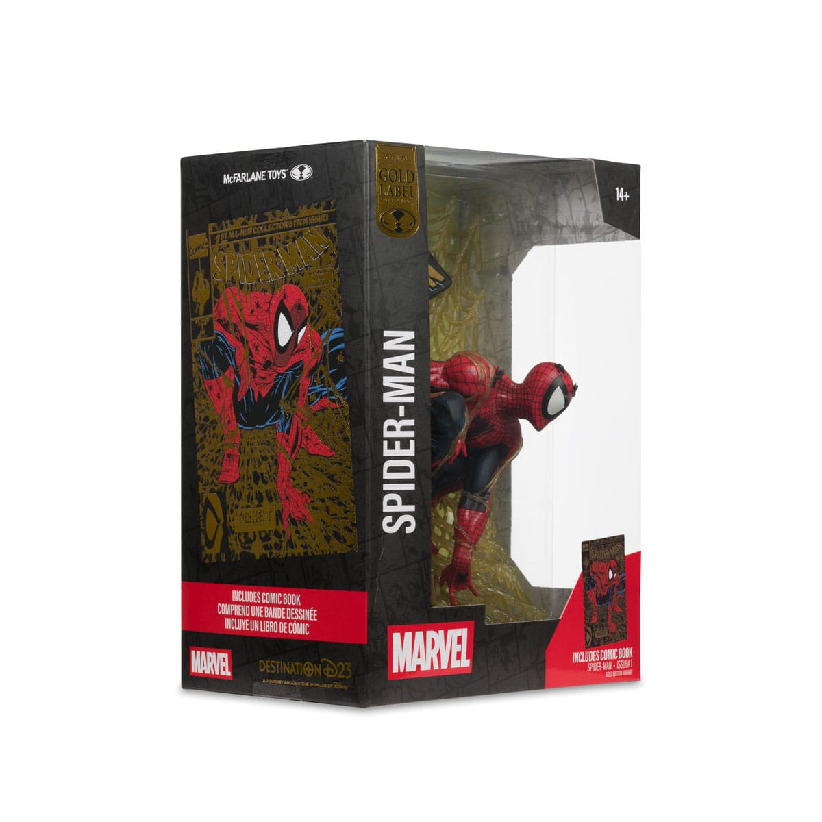 McFarlane Toys Marvel Spider-Man #1 Black & Gold Edition Gold Label D23 Exclusive 1:6 Collectible