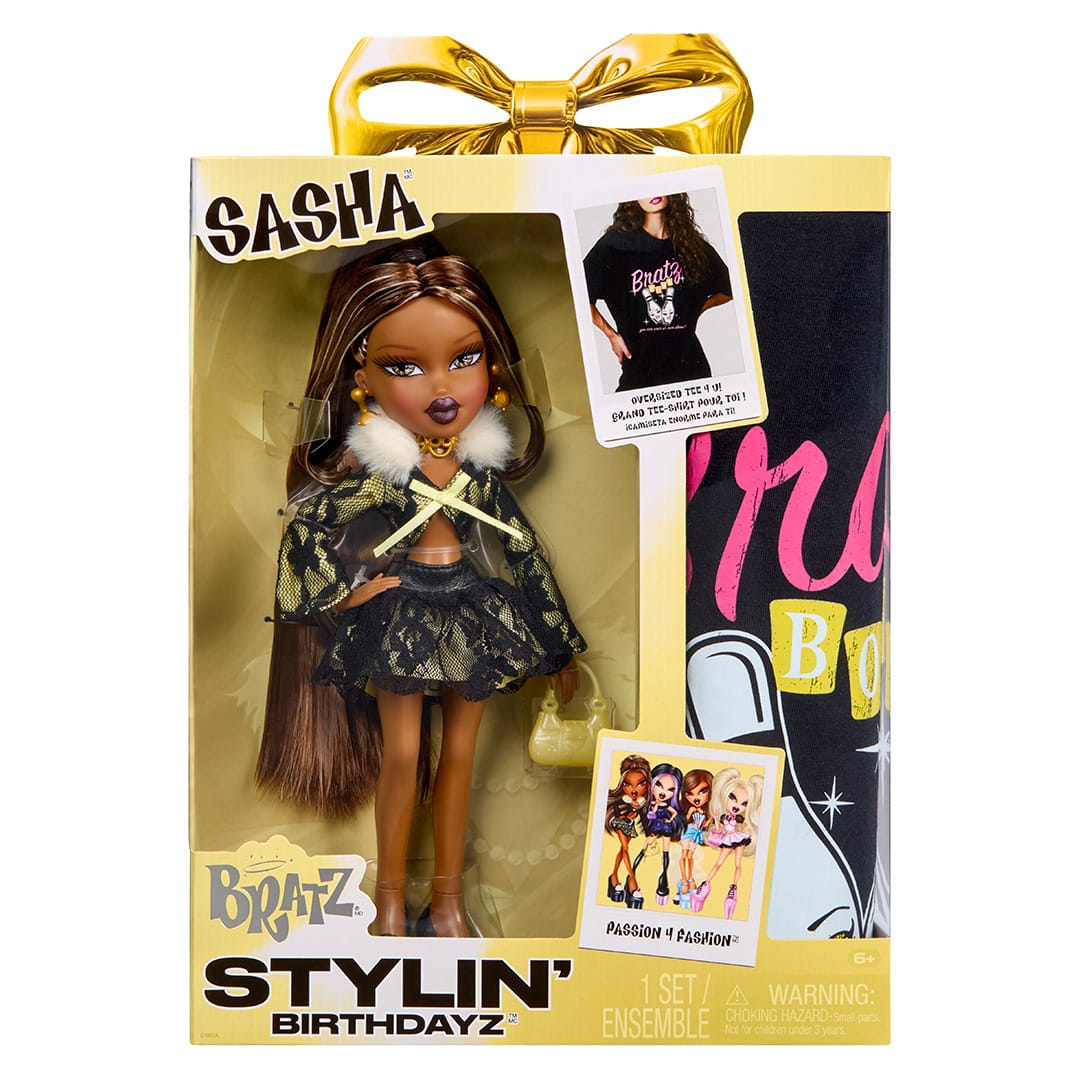 Bratz Stylin’ Birthdayz Sasha Fashion Doll with Customisable T-Shirt 35051596042