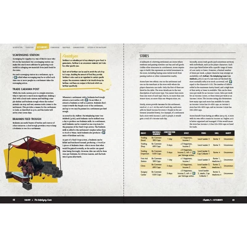 Modiphius Fallout: The Roleplaying Game Settler's Guide Book 9781802810554