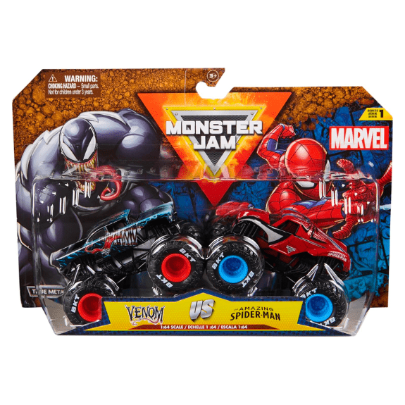 Monster Jam: 1:64 Die-Cast Trucks 2 Pack - Venom vs The Amazing Spider-Man 681147026445