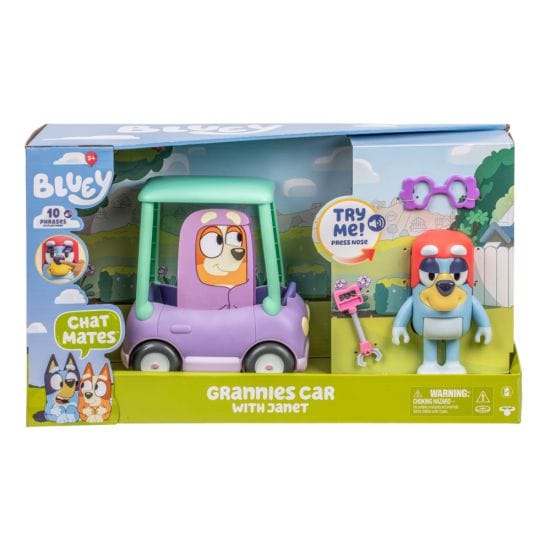 Bluey - Chat Mates Figure & Vehicle Granny Car & Janet 630996189924