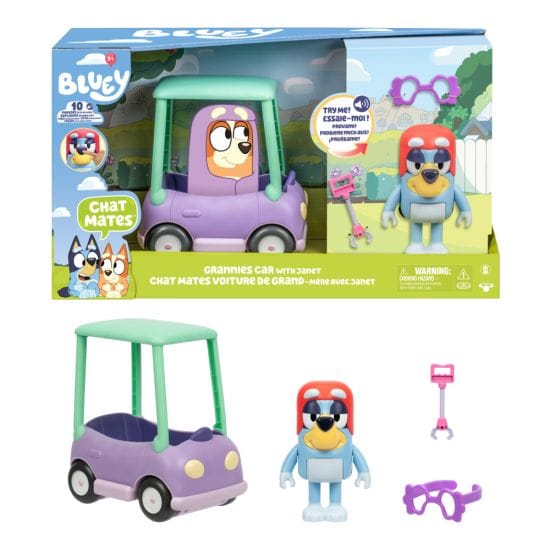 Bluey - Chat Mates Figure & Vehicle Granny Car & Janet 630996189924