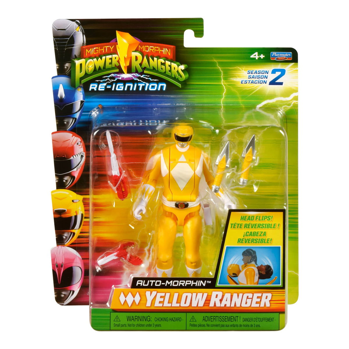 Power Rangers Mighty Morphin Auto-Morphin Yellow Ranger Action Figure 43377681663