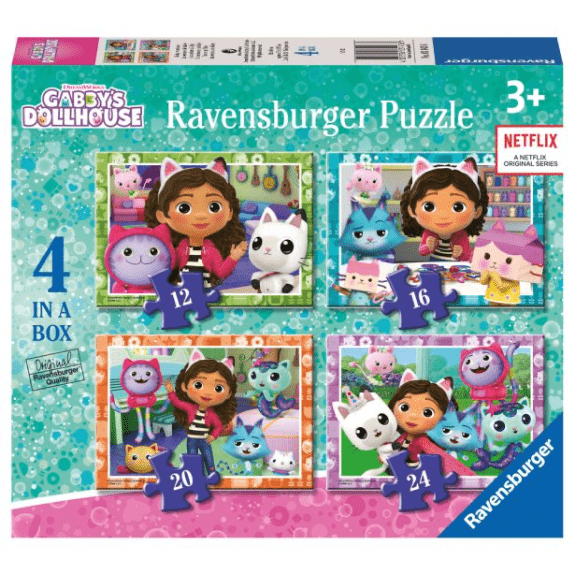 Ravensburger: Gabby's Dollhouse 4 in a Box Jigsaw Puzzle 4005556031436