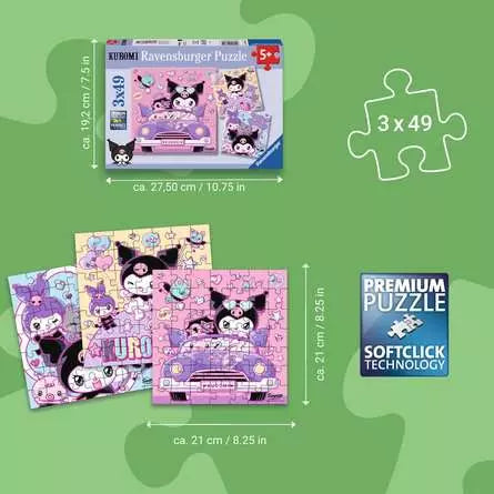 Ravensburger - Hello Kitty Kuromi on Tour - 3x49 Pieces Puzzle 4005555043324