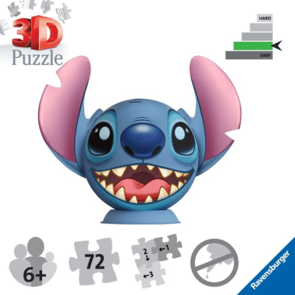 Ravensburger - Stitch with Ears - 72 Piece 3D Puzzle Ball 4005556115747