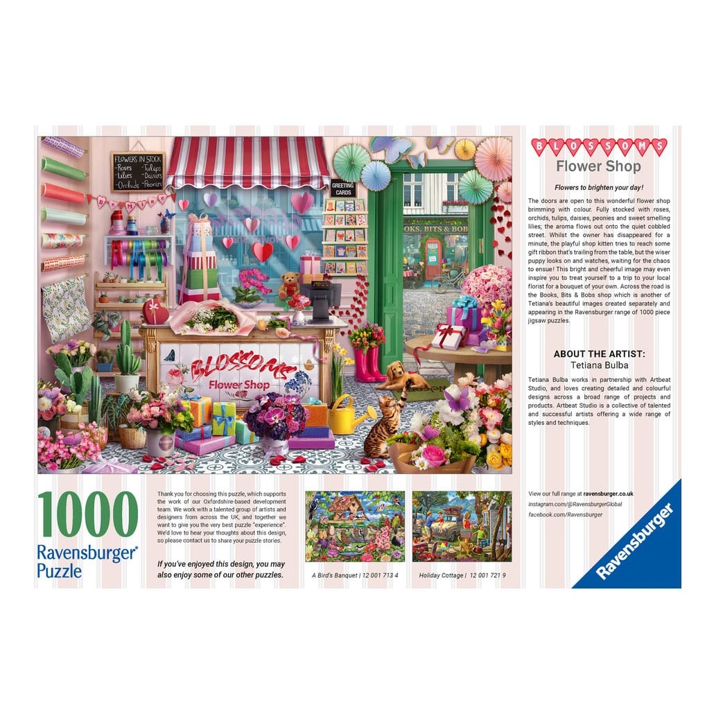 Ravensburger 1000 Piece Jigsaw Puzzle Blossoms Flower Shop Cobblestone Road Tetiana Bulba 4005555017271