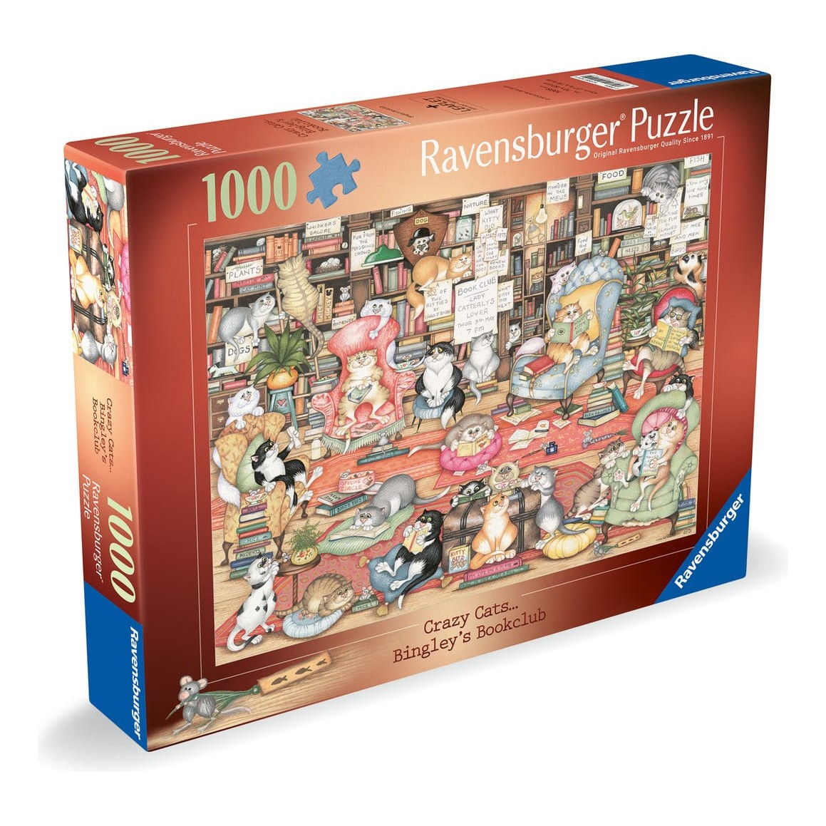 Ravensburger 1000 Piece Jigsaw Puzzle Crazy Cats Book Club Theme For Cat Lovers Gift 4005555001249