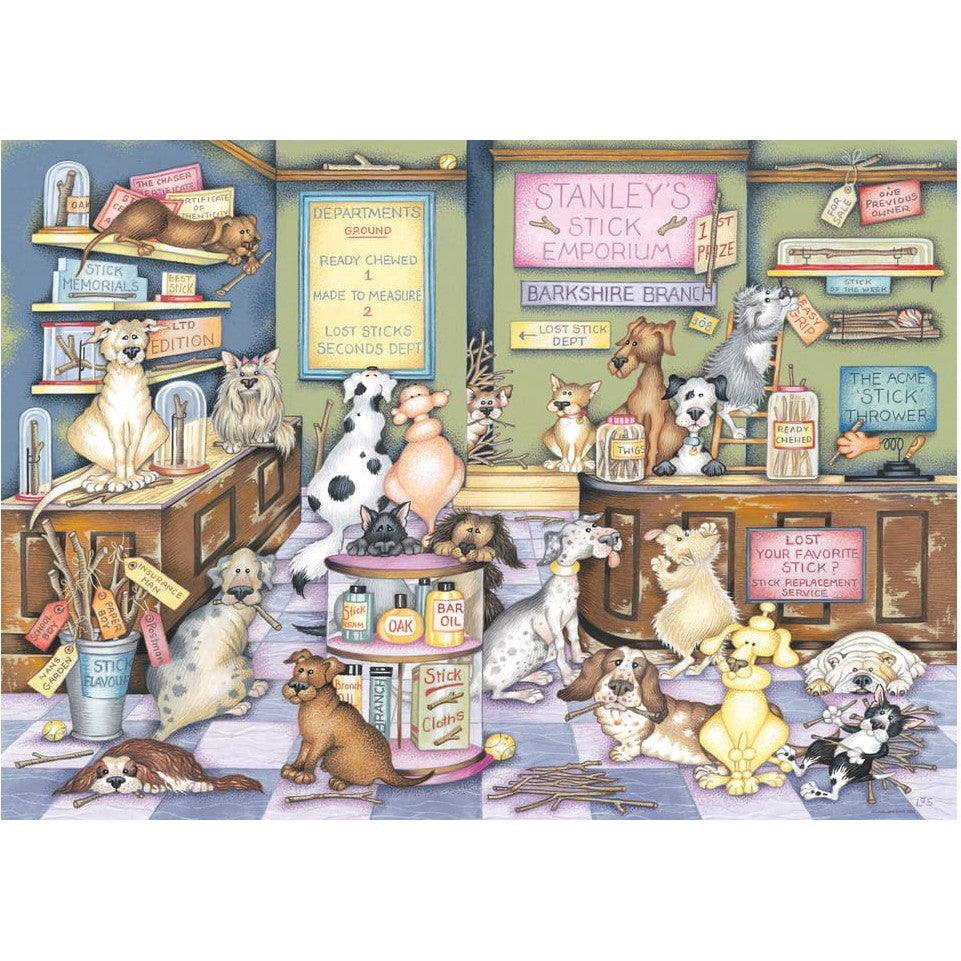 Ravensburger 1000 Piece Jigsaw Puzzle Dapper Dogs No 2 Stanley's Stick Emporium Linda Jane Smith 4005555017561
