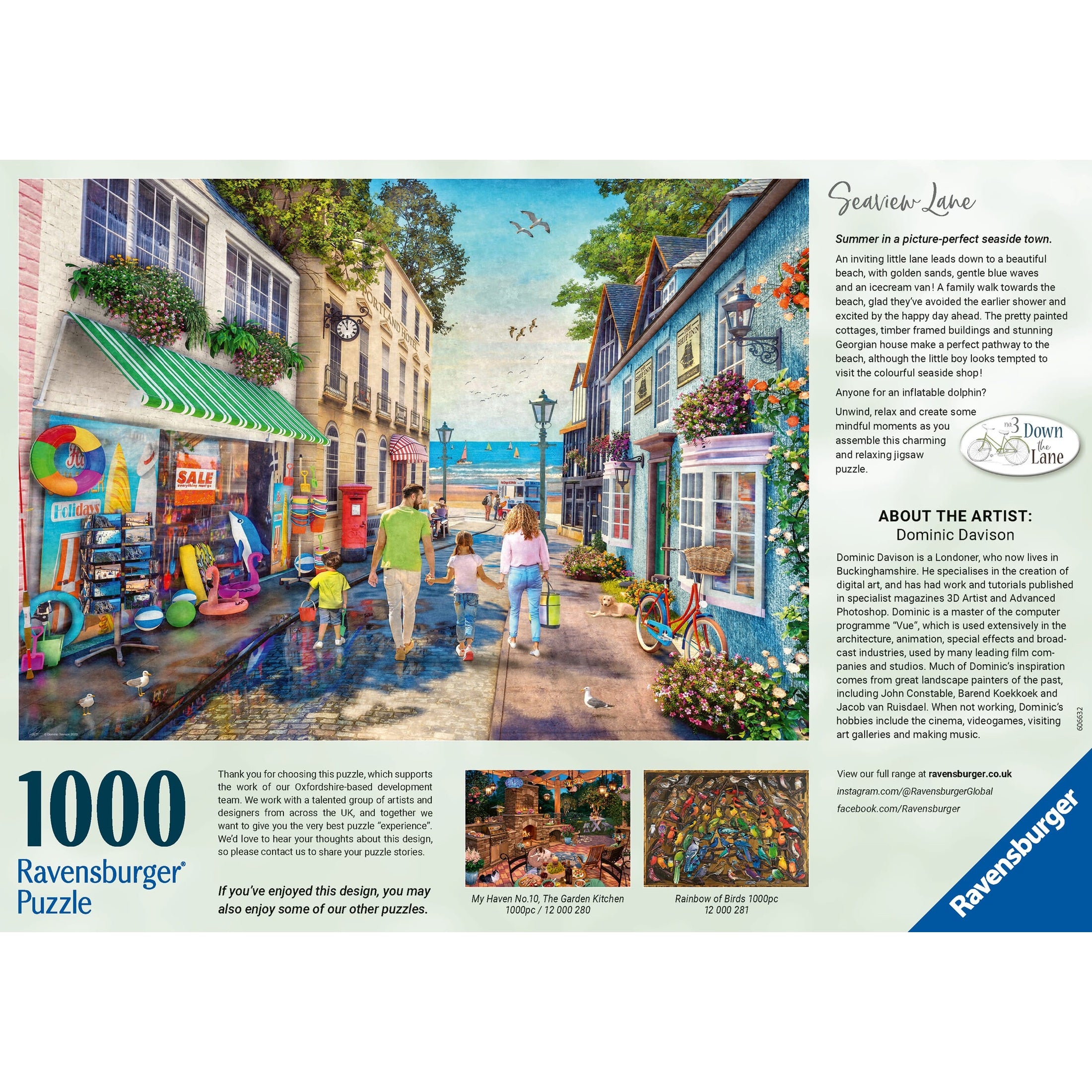 Ravensburger 1000 Piece Jigsaw Puzzle Down The Lane No 3 Seaview Lane Coastal Scene 4005555002796