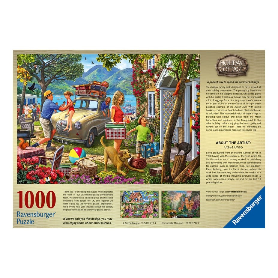 Ravensburger 1000 Piece Jigsaw Puzzle Holiday Cottage Nostalgic Sunshine Family Scene 4005555017219