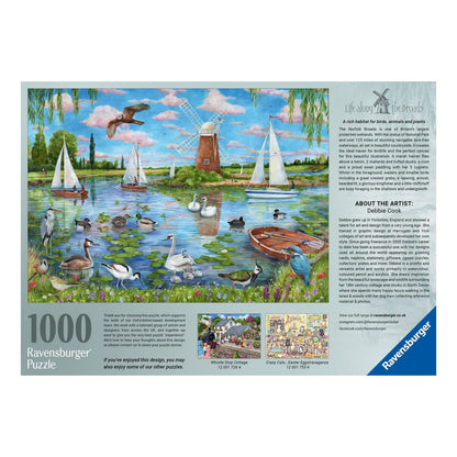 Ravensburger 1000 Piece Jigsaw Puzzle Life Along The Broads Wildlife And Sailing Boats 4005555017165