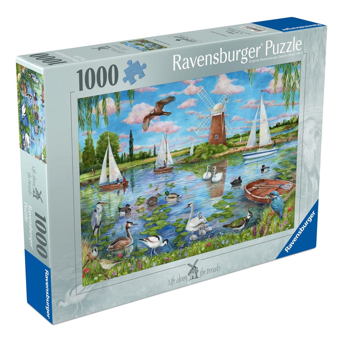 Ravensburger 1000 Piece Jigsaw Puzzle Life Along The Broads Wildlife And Sailing Boats 4005555017165