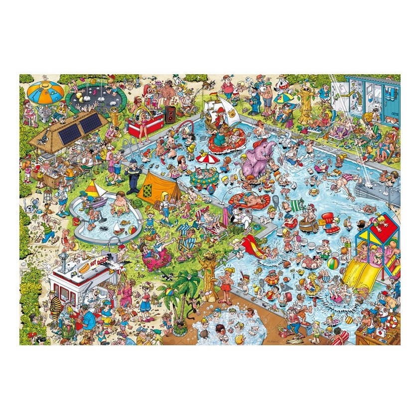 Ravensburger 1000 Piece Jigsaw Puzzle Ray's Comic Series The Poolside Chaos Holiday Resort Scene 4005555011644