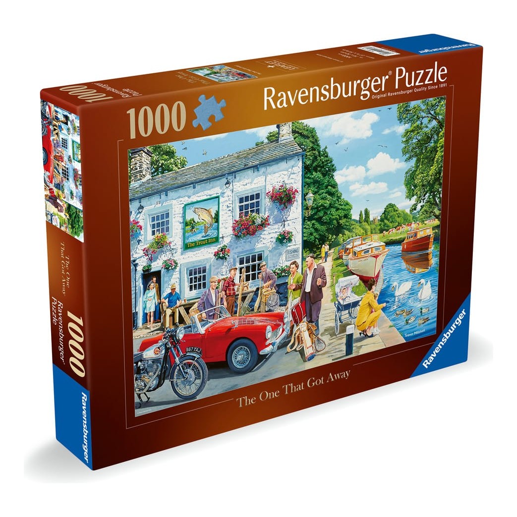 Ravensburger 1000 Piece Jigsaw Puzzle The One That Got Away Country Pub Towpath Scene With Ducks 4005555011743