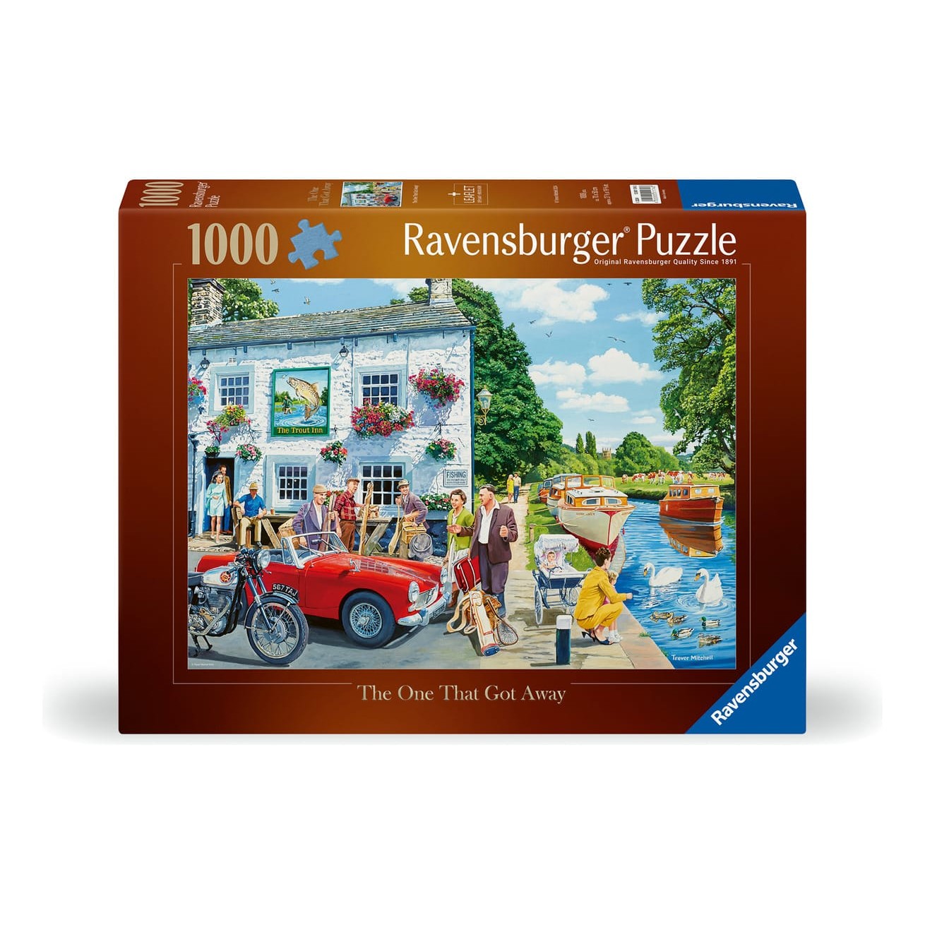Ravensburger 1000 Piece Jigsaw Puzzle The One That Got Away Country Pub Towpath Scene With Ducks 4005555011743