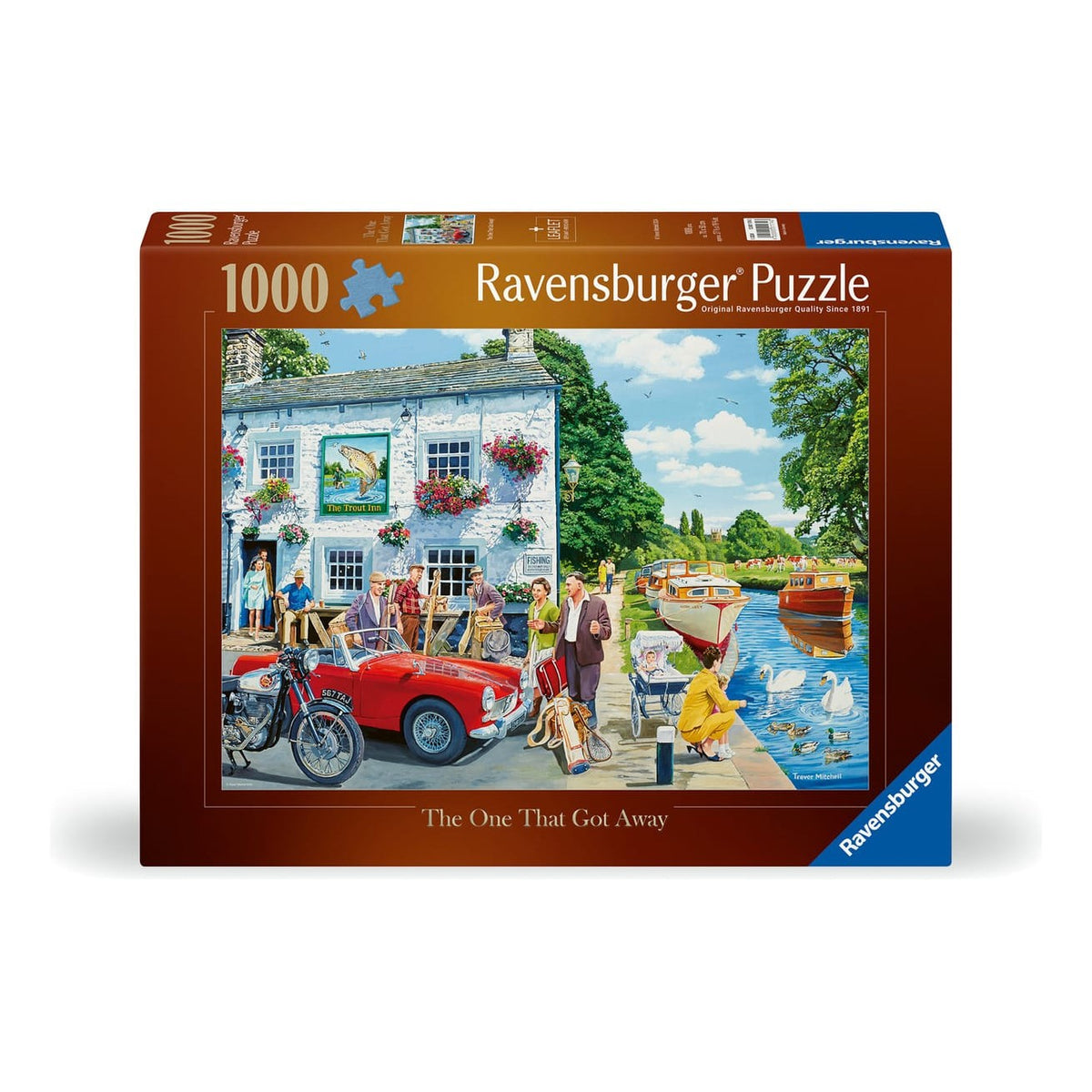 Ravensburger 1000 Piece Jigsaw Puzzle The One That Got Away Country Pub Towpath Scene With Ducks 4005555011743