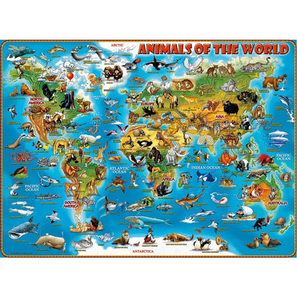 Ravensburger 300 Piece Jigsaw Puzzle Animals Of The World Cartoon World Map With Continents And Oceans 4005556132577