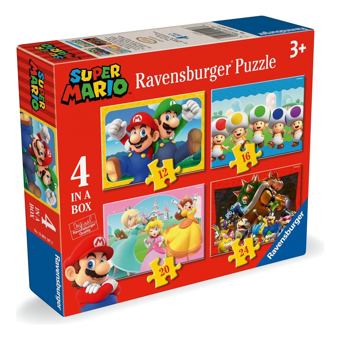 Ravensburger 4 x 49 Piece Jigsaw Puzzle Set Super Mario Theme for Kids Featuring Mario Luigi Toads and Friends 4005555041078