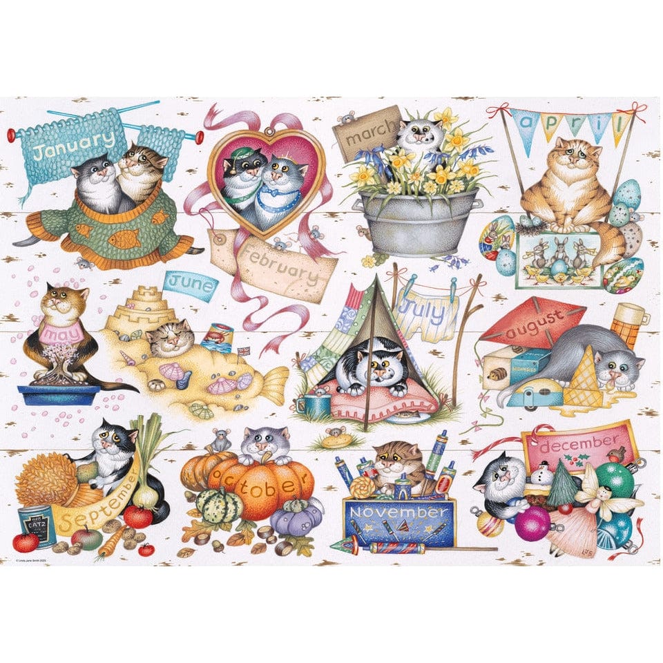 Ravensburger Crazy Cats A Cat's Year 1000 Piece Puzzle 4005555014522