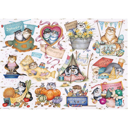Ravensburger Crazy Cats A Cat's Year 1000 Piece Puzzle 4005555014522