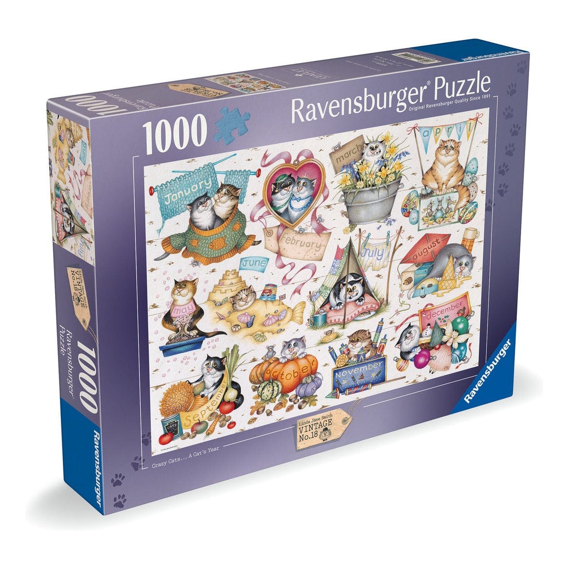Ravensburger Crazy Cats A Cat's Year 1000 Piece Puzzle 4005555014522