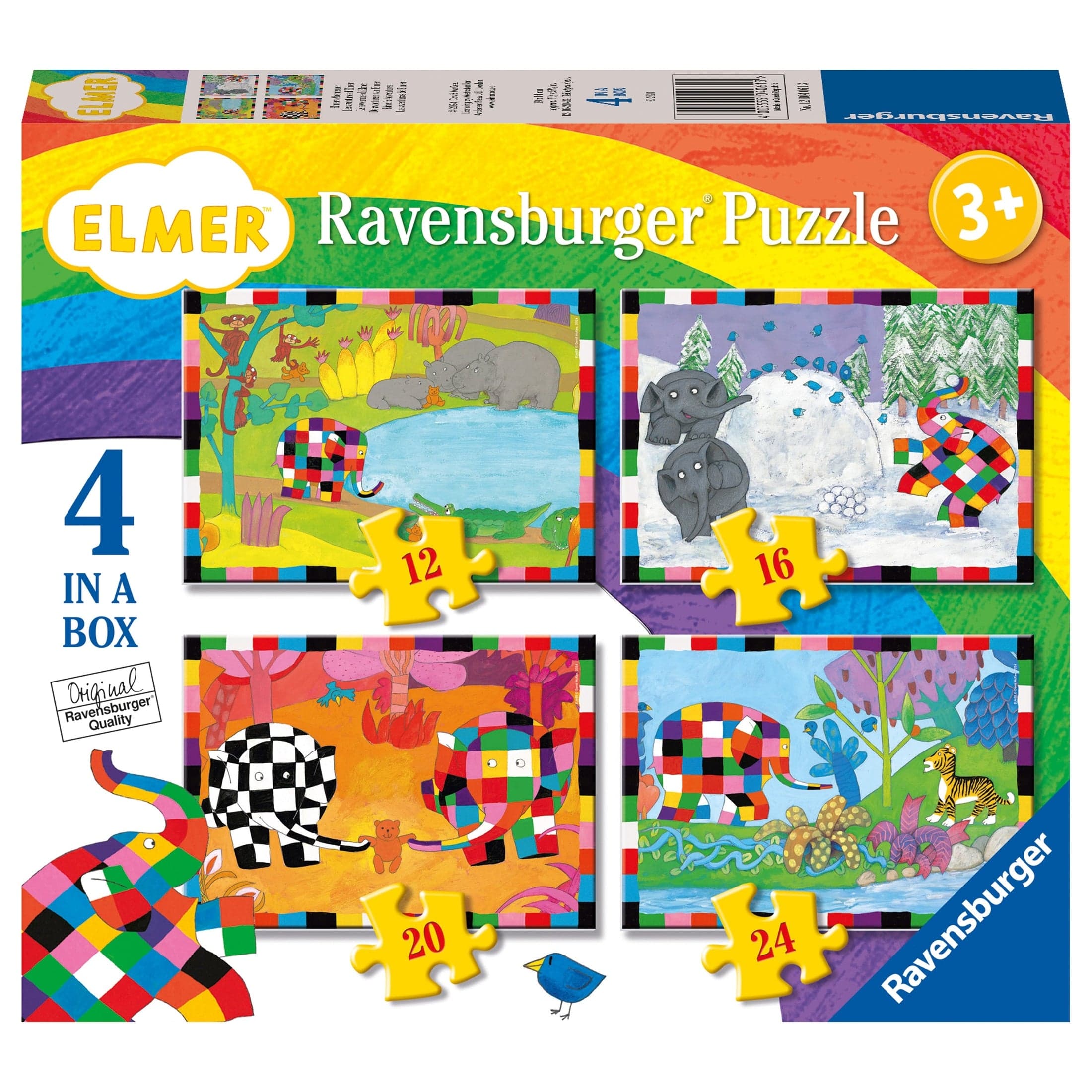 Ravensburger Elmer 4 in a Box Jigsaw Puzzle Set 4 Pieces 4005555040613