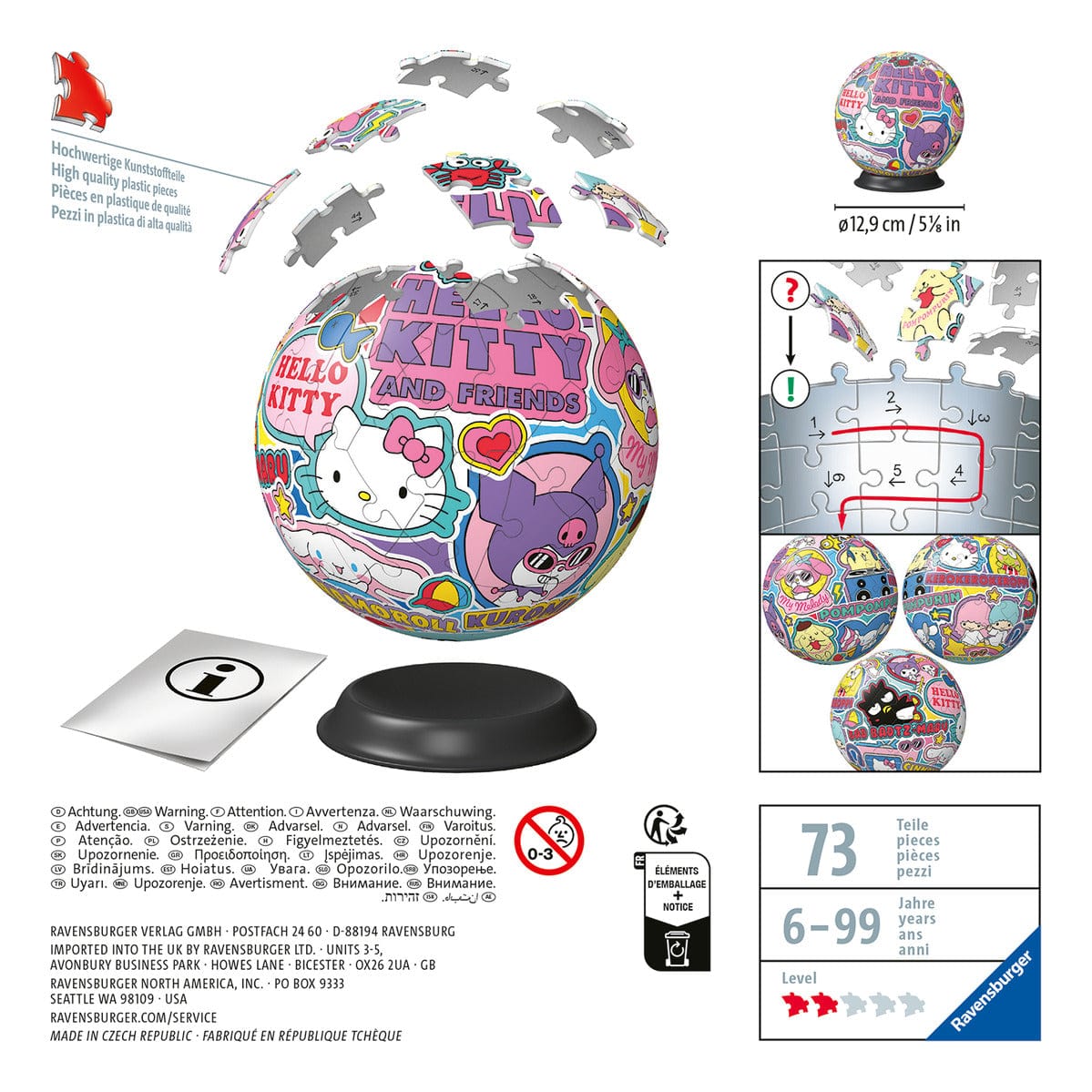Ravensburger: Hello Kitty 3D Puzzle Ball 72pc Puzzle