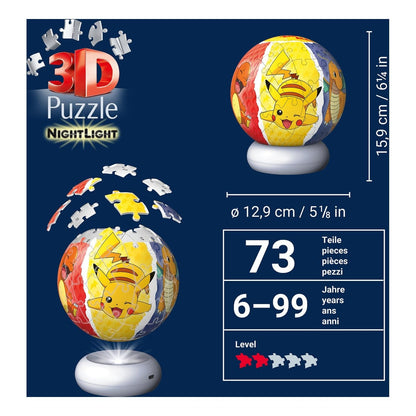 Ravensburger Pokemon 3D Puzzle Ball Night Light Globe LED Edition 216 Piece Jigsaw Puzzle 4005555080534